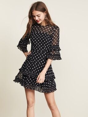 KEEPSAKE the Label Black & White Polka Dot Ruffle Mini Dress